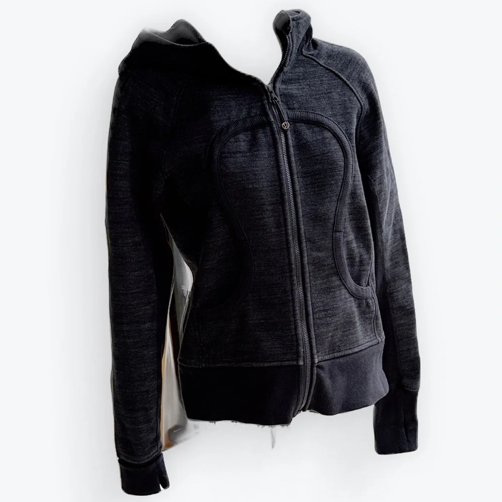 Athleisure Yoga Dark Gray Soot EUC lululemon Full Zip Funnel Hoodie ~ maybe XS/S